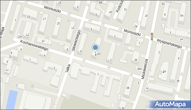 Tarnobrzeg, Kochanowskiego Jana, 4, mapa Tarnobrzegu