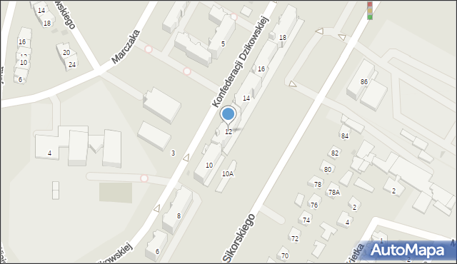 Tarnobrzeg, Konfederacji Dzikowskiej, 12, mapa Tarnobrzegu