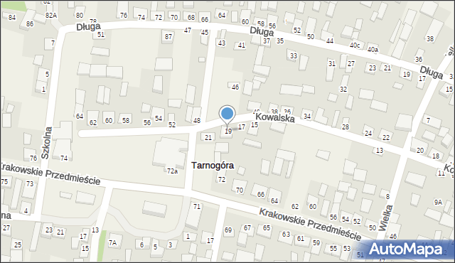 Tarnogóra, Kowalska, 19, mapa Tarnogóra