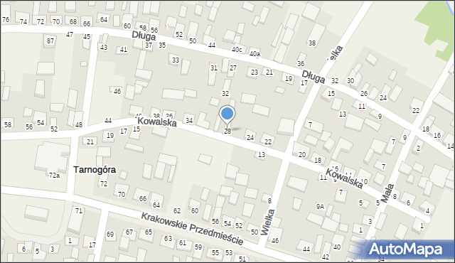 Tarnogóra, Kowalska, 28, mapa Tarnogóra