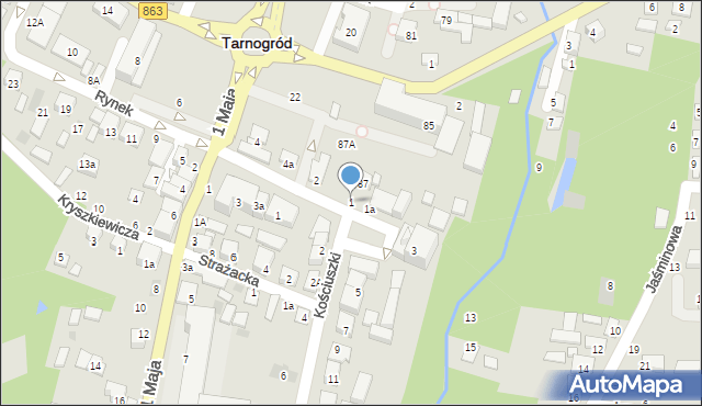 Tarnogród, Kościuszki Tadeusza, gen., 1, mapa Tarnogród