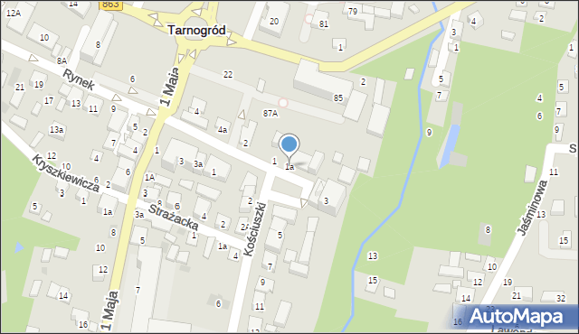 Tarnogród, Kościuszki Tadeusza, gen., 1a, mapa Tarnogród