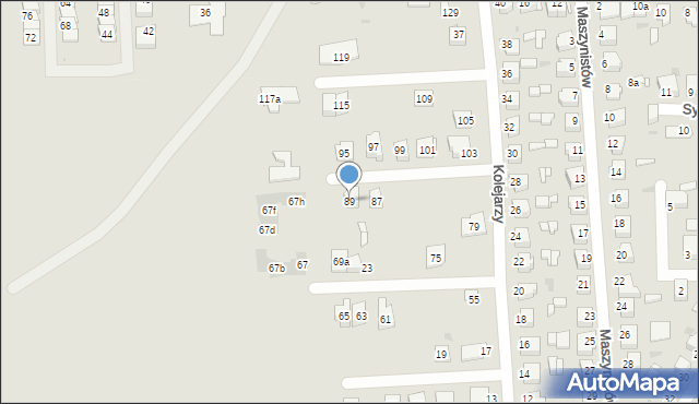 Tarnowskie Góry, Kolejarzy, 89, mapa Tarnowskie Góry