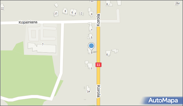 Tarnowskie Góry, Korola Józefa, 3, mapa Tarnowskie Góry