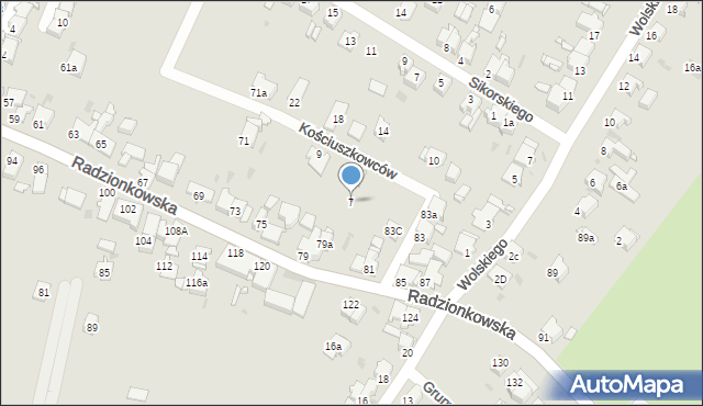 Tarnowskie Góry, Kościuszkowców, 7, mapa Tarnowskie Góry