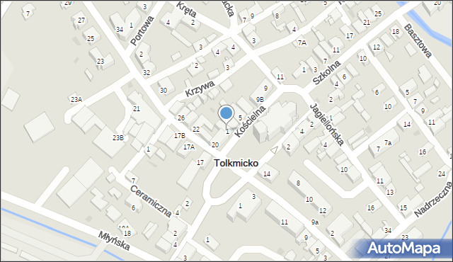 Tolkmicko, Kościelna, 1, mapa Tolkmicko