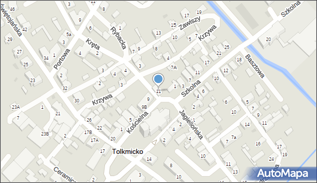 Tolkmicko, Kościelna, 11, mapa Tolkmicko