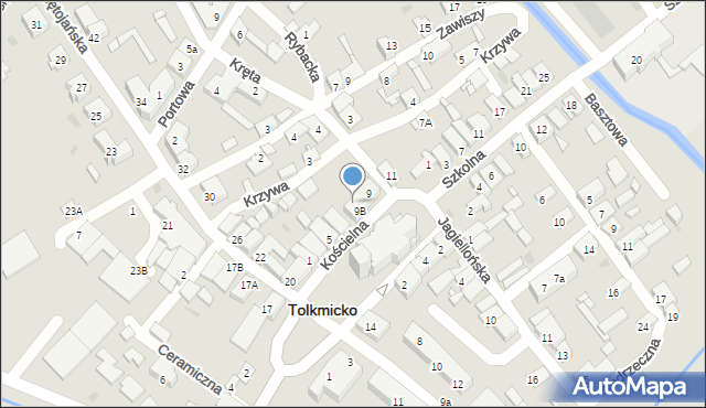 Tolkmicko, Kościelna, 9a, mapa Tolkmicko