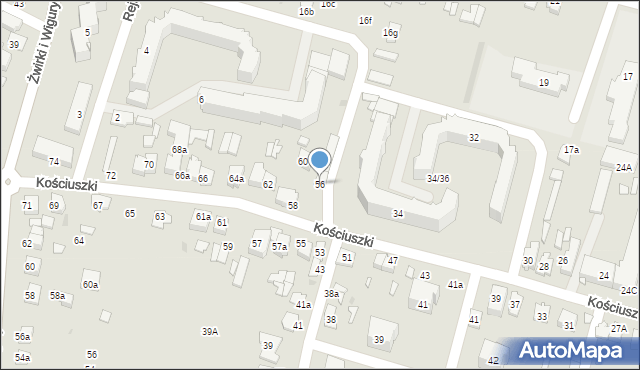 Tomaszów Lubelski, Kościuszki Tadeusza, gen., 56, mapa Tomaszów Lubelski