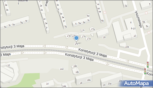 Toruń, Konstytucji 3 Maja, 17c, mapa Torunia