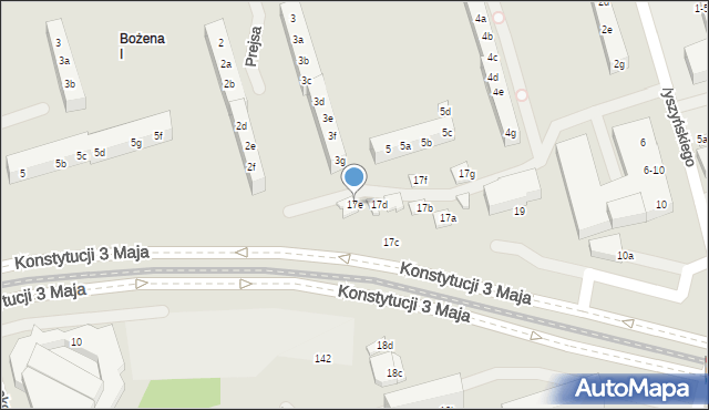 Toruń, Konstytucji 3 Maja, 17e, mapa Torunia