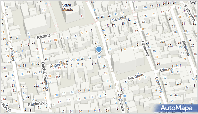 Toruń, Kopernika Mikołaja, 12, mapa Torunia