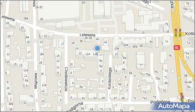 Toruń, Kordeckiego Augustyna, ks., 7, mapa Torunia