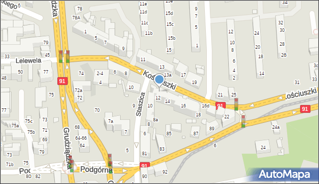 Toruń, Kościuszki Tadeusza, gen., 12a, mapa Torunia