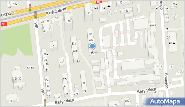 Toruń, Kościuszki Tadeusza, gen., 40c, mapa Torunia