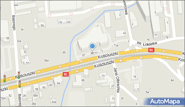 Toruń, Kościuszki Tadeusza, gen., 69, mapa Torunia