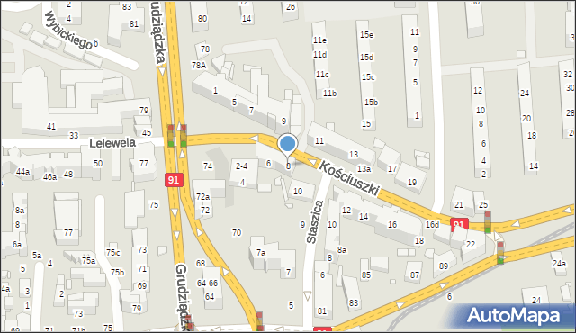 Toruń, Kościuszki Tadeusza, gen., 8, mapa Torunia