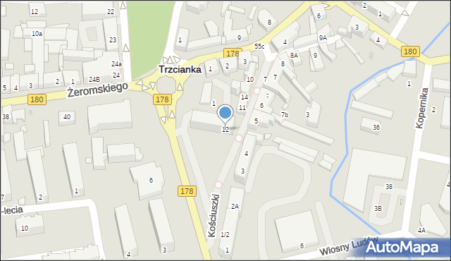 Trzcianka, Kościuszki Tadeusza, gen., 12, mapa Trzcianka