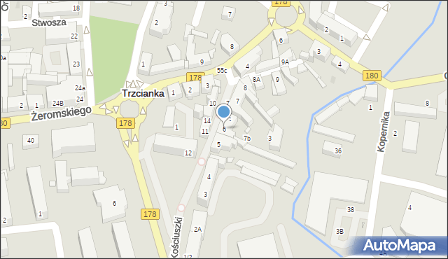 Trzcianka, Kościuszki Tadeusza, gen., 6, mapa Trzcianka