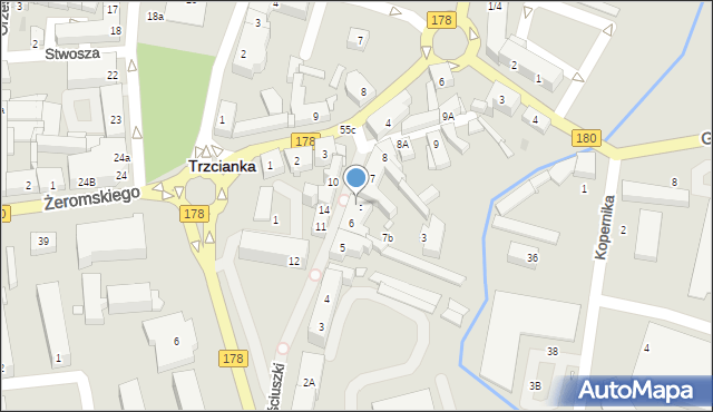 Trzcianka, Kościuszki Tadeusza, gen., 6c, mapa Trzcianka