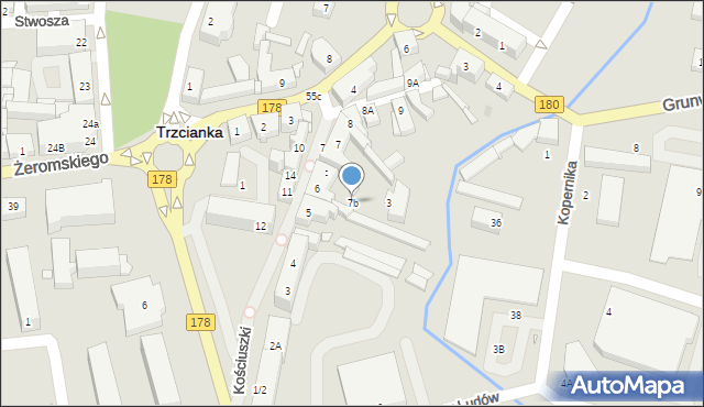 Trzcianka, Kościuszki Tadeusza, gen., 7b, mapa Trzcianka