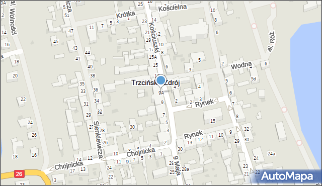 Trzcińsko-Zdrój, Kościuszki Tadeusza, gen., 9A, mapa Trzcińsko-Zdrój