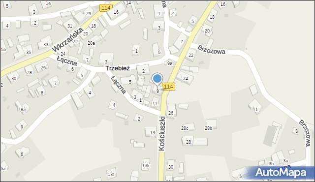 Trzebież, Kościuszki Tadeusza, gen., 9, mapa Trzebież