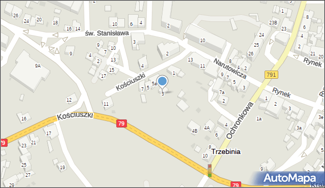 Trzebinia, Kościuszki Tadeusza, gen., 3, mapa Trzebinia