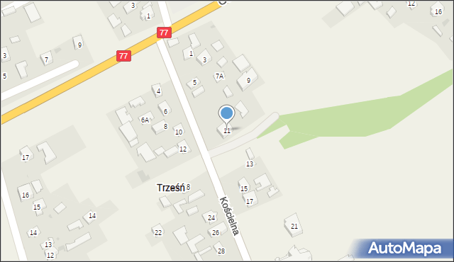 Trześń, Kościelna, 11, mapa Trześń