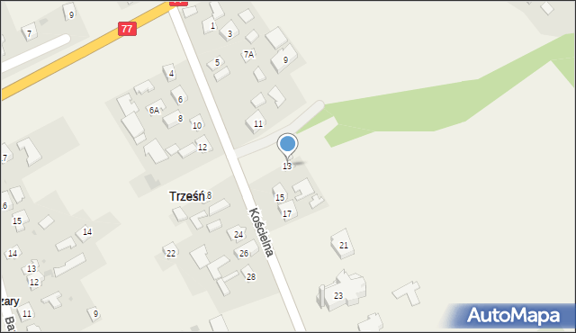 Trześń, Kościelna, 13, mapa Trześń