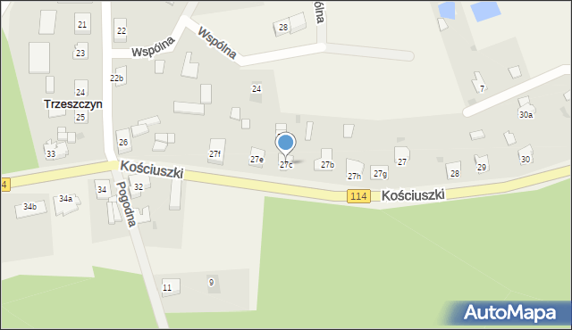 Trzeszczyn, Kościuszki Tadeusza, gen., 27c, mapa Trzeszczyn