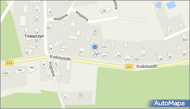 Trzeszczyn, Kościuszki Tadeusza, gen., 27e, mapa Trzeszczyn