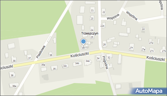 Trzeszczyn, Kościuszki Tadeusza, gen., 33, mapa Trzeszczyn