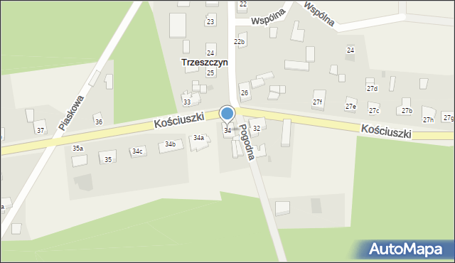 Trzeszczyn, Kościuszki Tadeusza, gen., 34, mapa Trzeszczyn