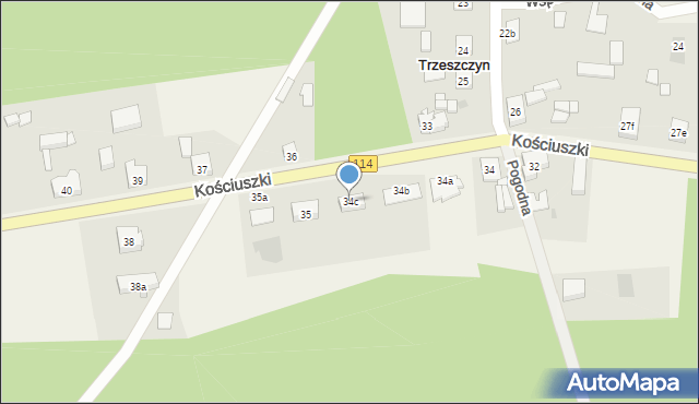 Trzeszczyn, Kościuszki Tadeusza, gen., 34c, mapa Trzeszczyn