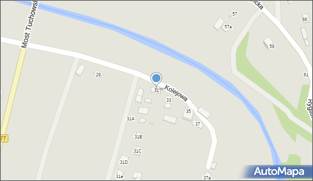 Tuchów, Kolejowa, 31, mapa Tuchów