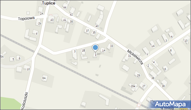 Tuplice, Kościuszki Tadeusza, gen., 1, mapa Tuplice