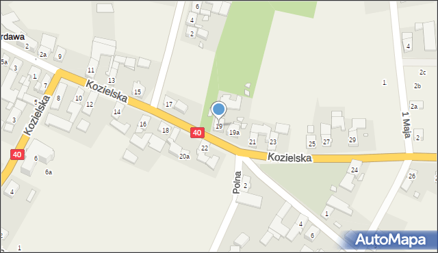 Twardawa, Kozielska, 19, mapa Twardawa