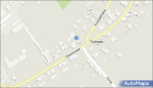 Tychowo, Koszalińska, 1, mapa Tychowo