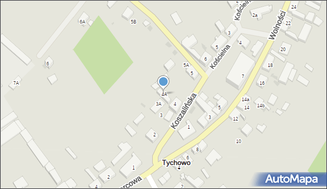 Tychowo, Koszalińska, 4A, mapa Tychowo