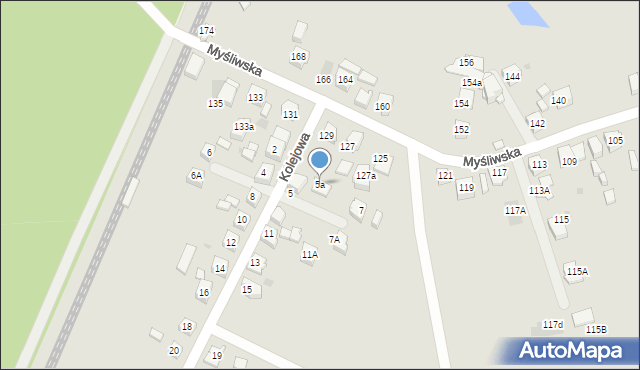 Tychy, Kolejowa, 5a, mapa Tychów