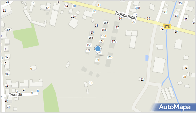 Tyczyn, Kościuszki Tadeusza, gen., 16k, mapa Tyczyn