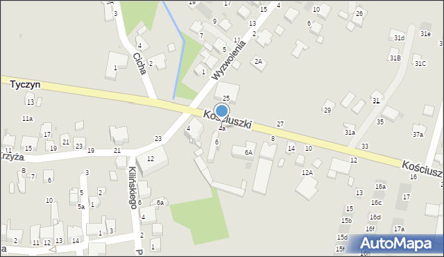 Tyczyn, Kościuszki Tadeusza, gen., 4a, mapa Tyczyn