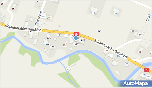 Tylicz, Konfederatów Barskich, 14A, mapa Tylicz