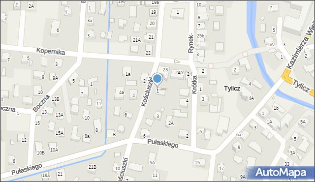 Tylicz, Kościuszki Tadeusza, gen., 1, mapa Tylicz