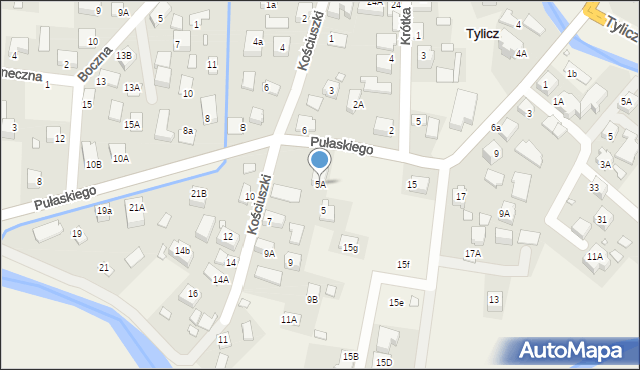 Tylicz, Kościuszki Tadeusza, gen., 5A, mapa Tylicz