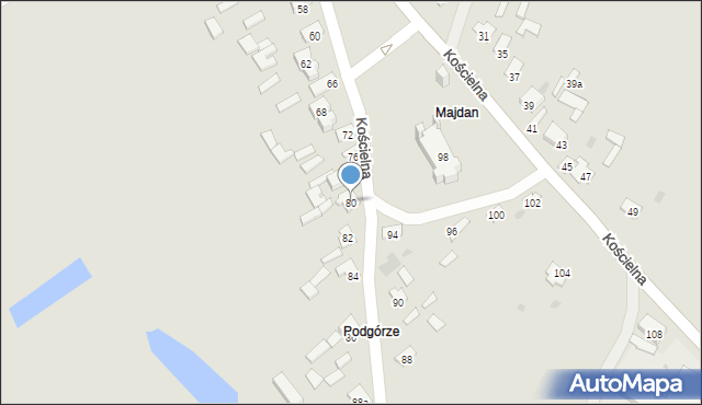 Tyszowce, Kościelna, 80, mapa Tyszowce