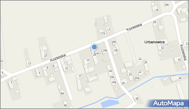 Urbanowice, Kozielska, 16, mapa Urbanowice