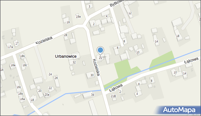 Urbanowice, Kozielska, 21, mapa Urbanowice