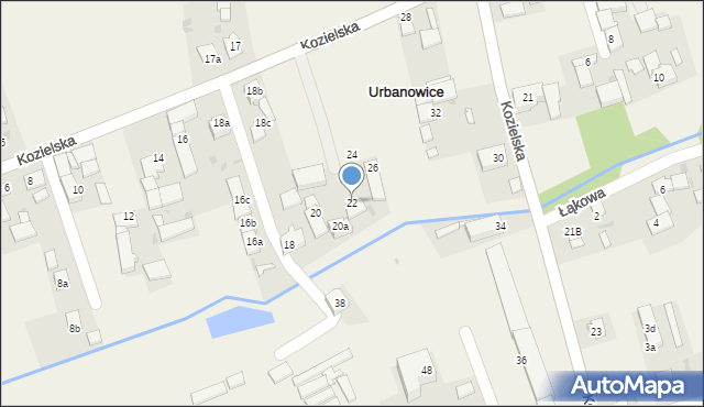 Urbanowice, Kozielska, 22, mapa Urbanowice